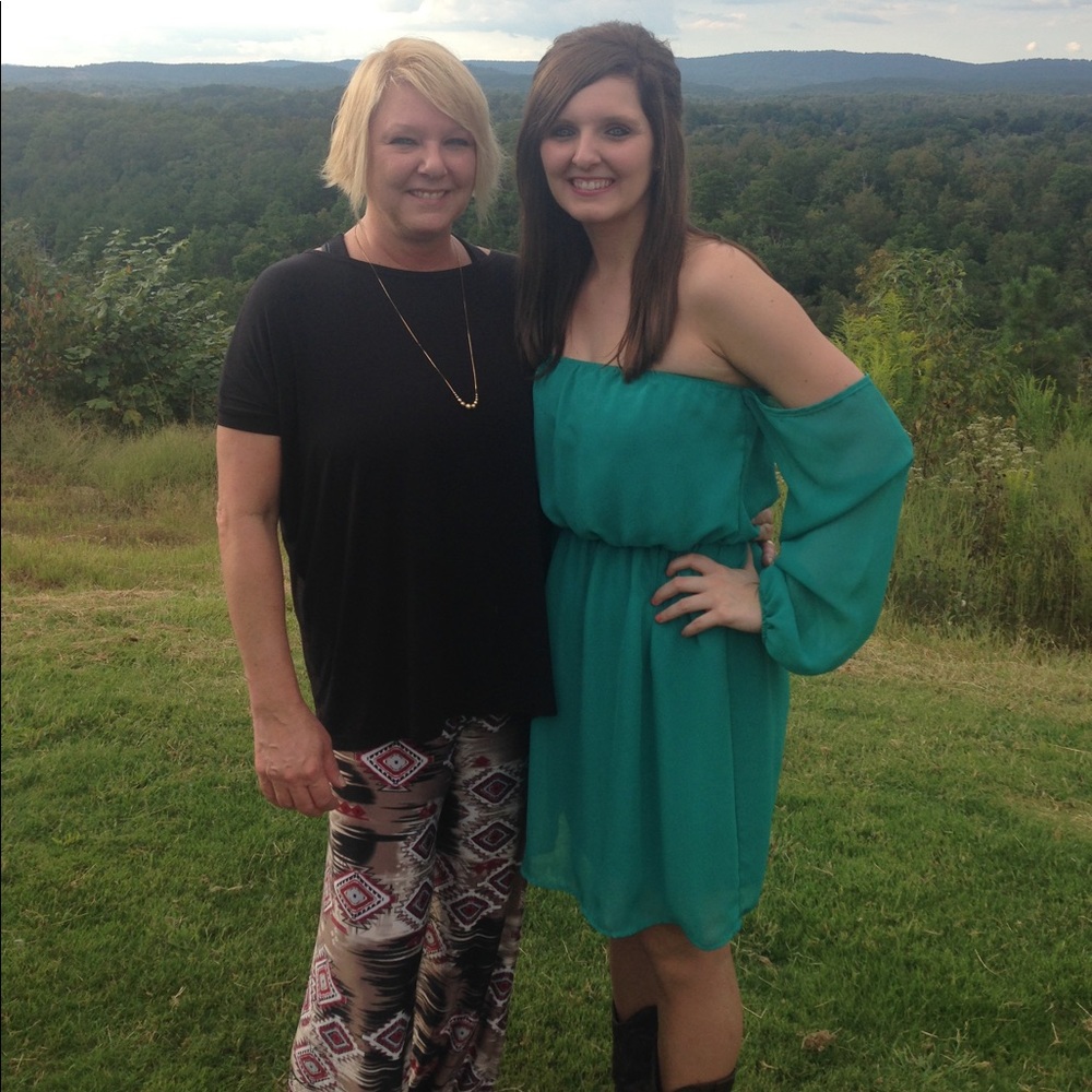 Boutique Emerald Off Shoulder Dress